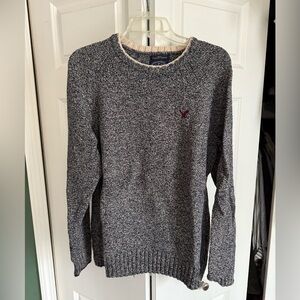 American Eagle Outfitters Men's Gray Marled Crewneck Sweater with Contrast Trim